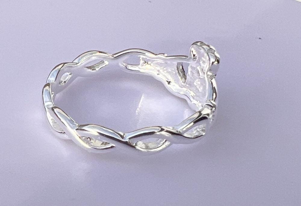 Celtic Weave Petite Silver Claddagh Ring .