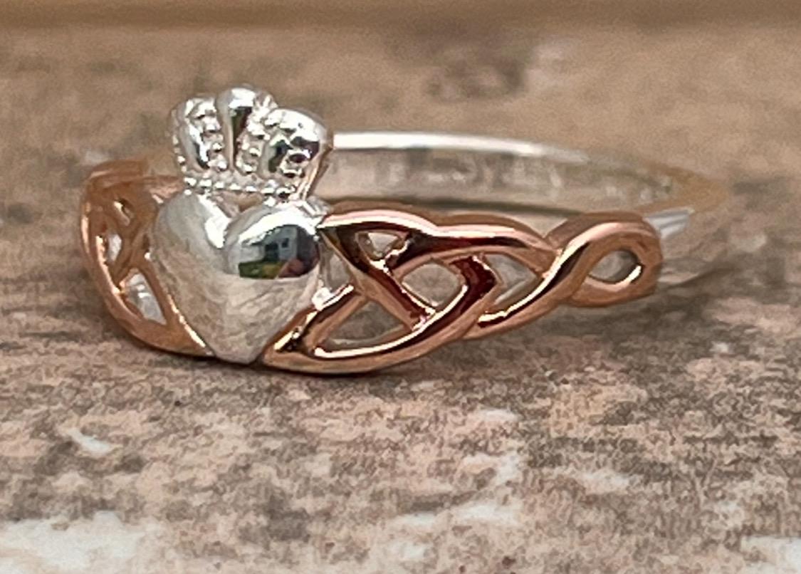 Silver trinity claddagh ring