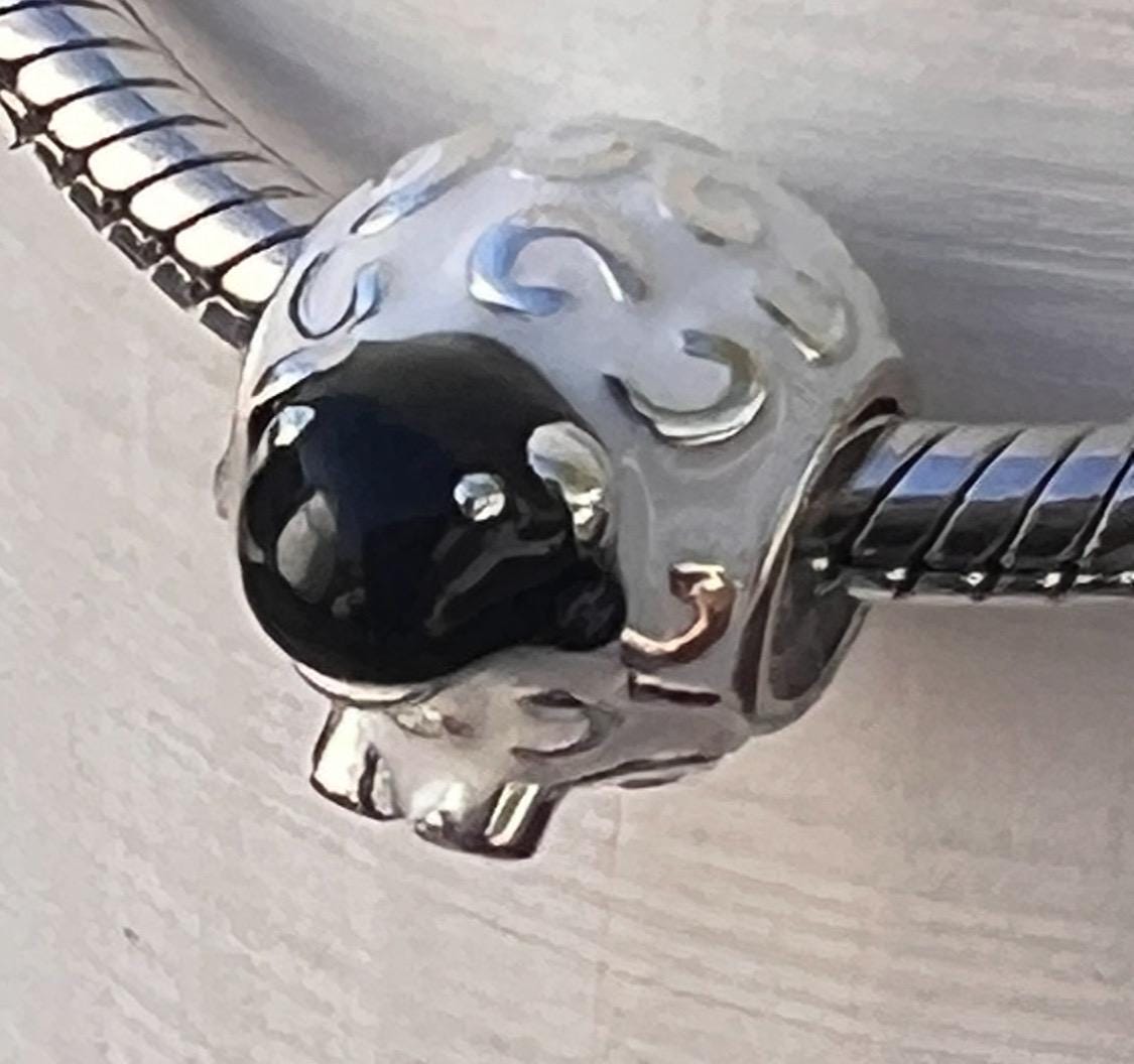 Sterling silver and enamel ,wolly Irish sheep bead .