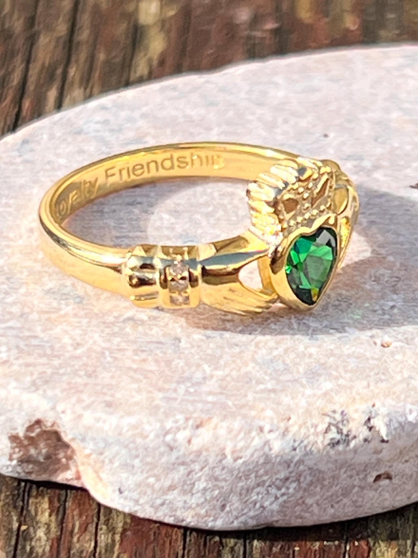 Emeral Isle 14 ct Gold Coated ladies Claddagh ring .
