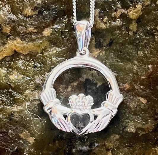 Genuine Galway Connemara Marble Sterling Silver Pendant hand made right here in Galway Ireland .