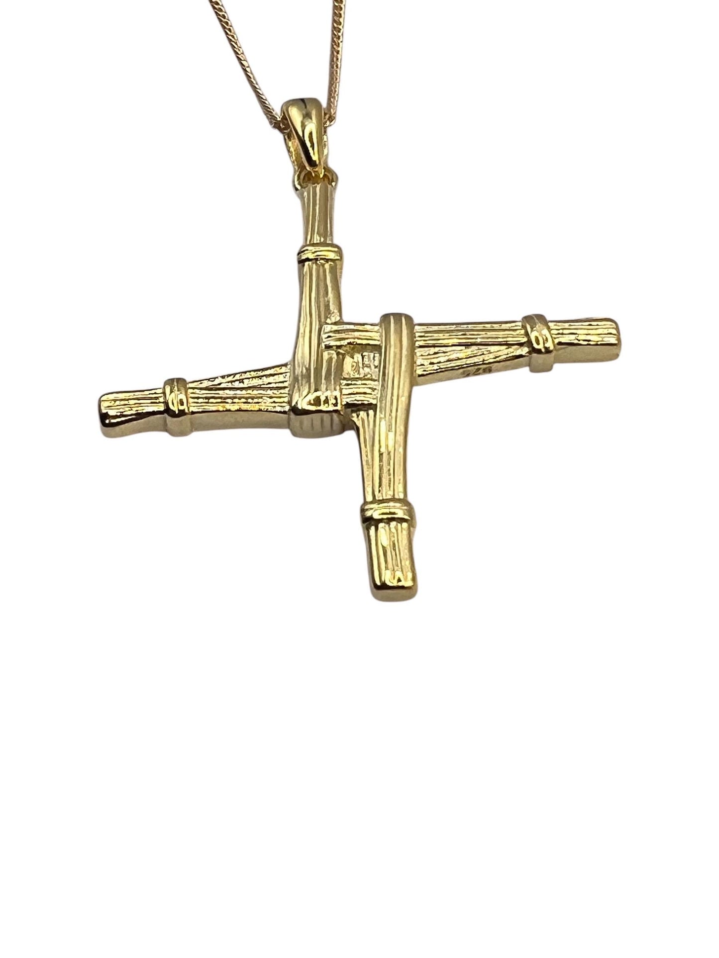 Large Saint Bridget’s Cross from Galway Ireland , made from Sterling Silver and plated with a thick 20 mil 14 ,’ct Gold .