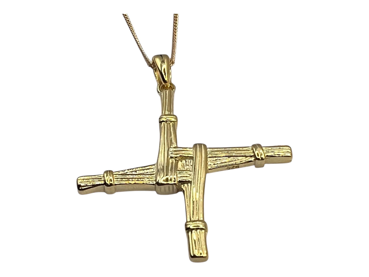 Large Saint Bridget’s Cross from Galway Ireland , made from Sterling Silver and plated with a thick 20 mil 14 ,’ct Gold .
