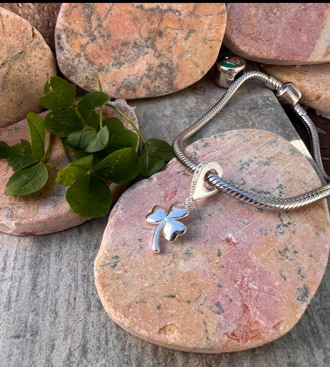 Irish Shamrock dangling charm bead .