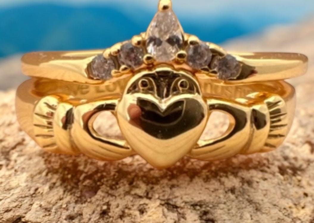 Claddagh Princess , limited edition. Stacking ring , 14 ct Gold coated Sterling silver made in Galway Ireland .
