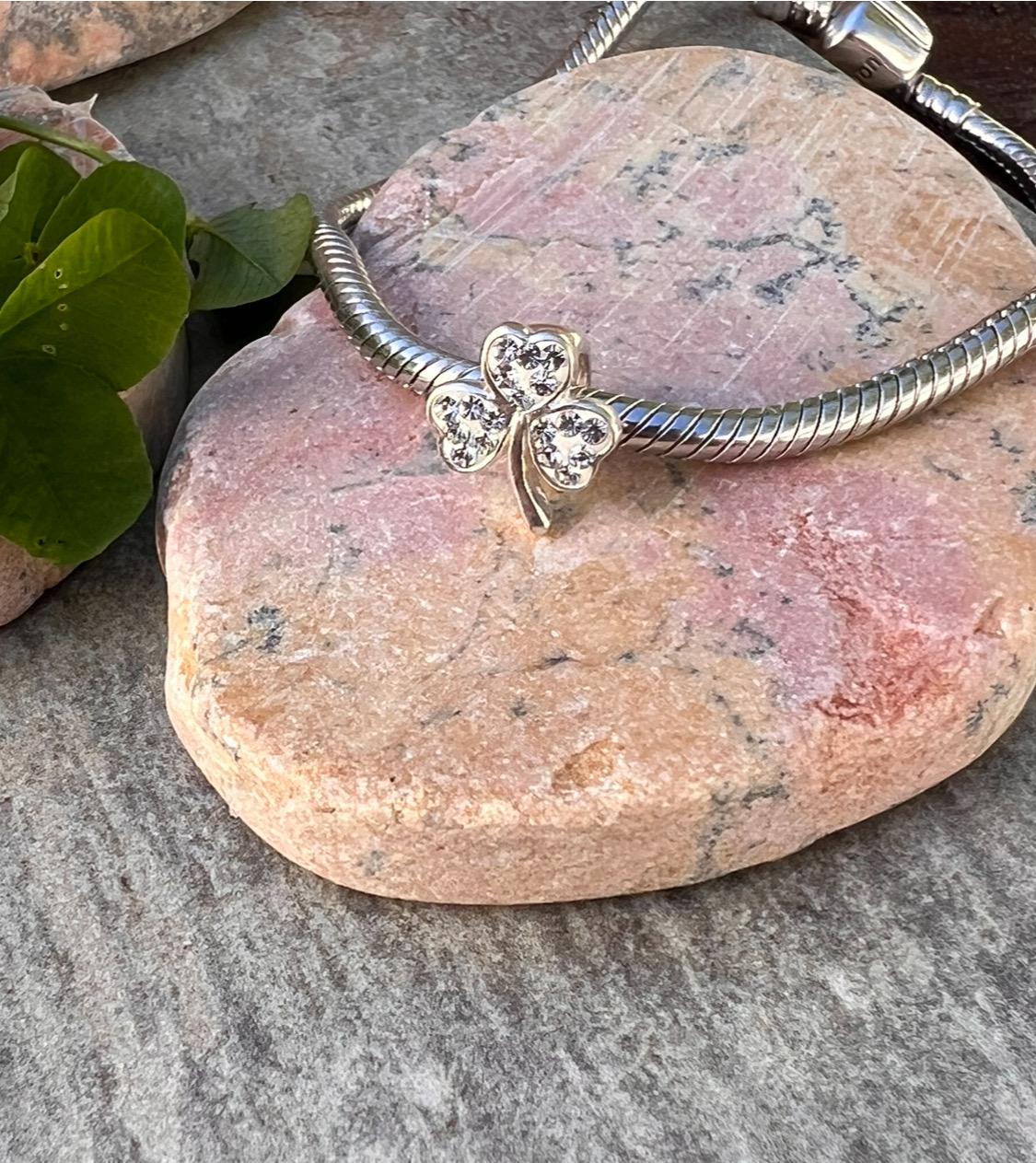 Irish shamrock charm bead .