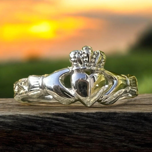 Be part of our Celtic Community with our Braided Band, Ladies Claddagh Ring, made here in Galway Ireland. Enjoy with free registered post