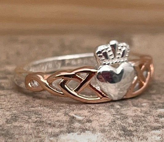 Silver trinity claddagh ring