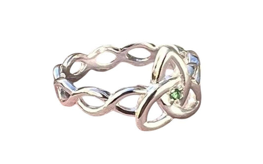 Become part of our Celtic Community with this beautiful Irish trinity know ring with its historical Braided band , an absolute Classic .