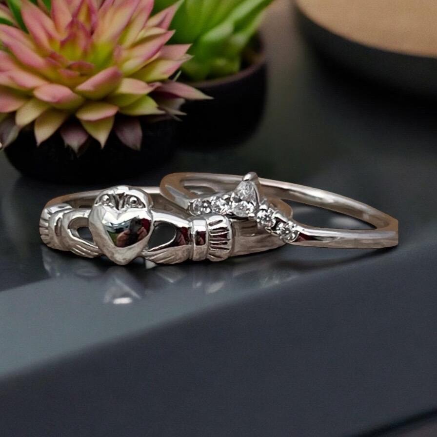 Claddagh Princess  Sterling Silver stacking ring ,made in Galway Ireland.