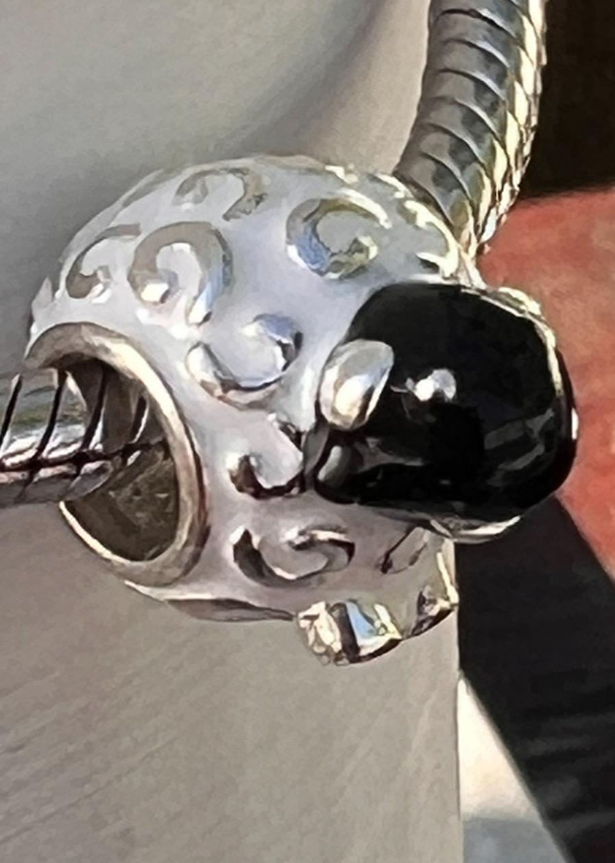 Sterling silver and enamel ,wolly Irish sheep bead .