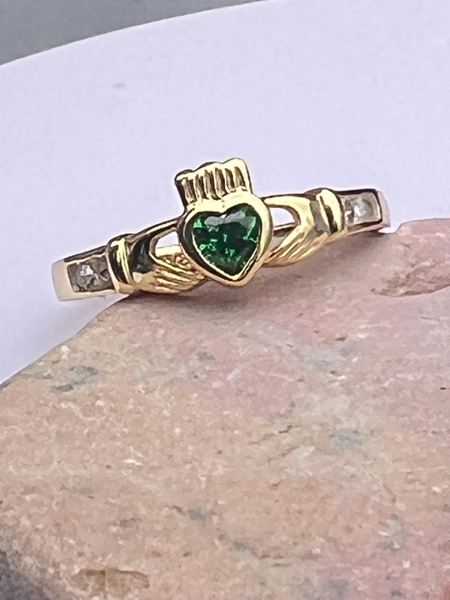 Emerald Isle Princess 14 ct on Sterling Silver Claddagh Ring