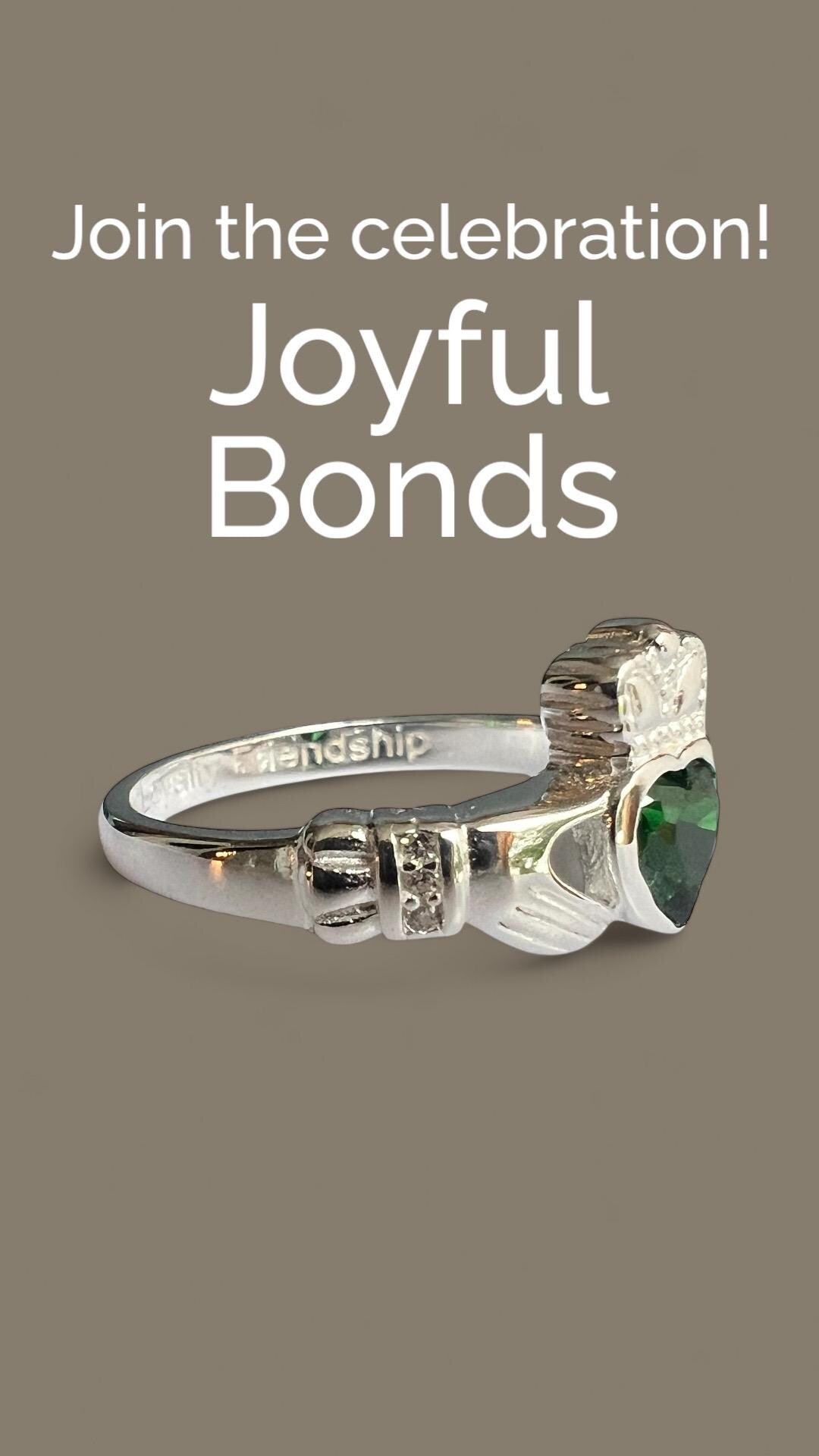 Queen  of the Claddagh , Synthetic  Emersld CZ  , Ladies Claddagh Ring .join our Celtic Community .