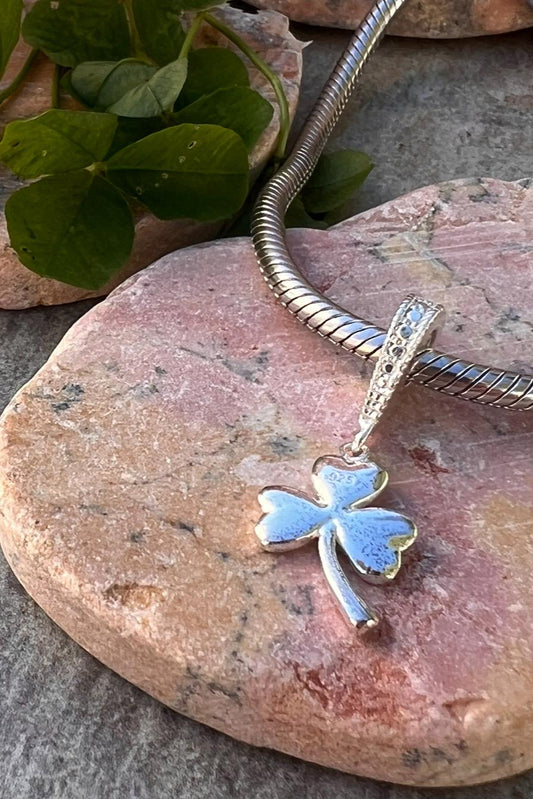 Irish Shamrock dangling charm bead .
