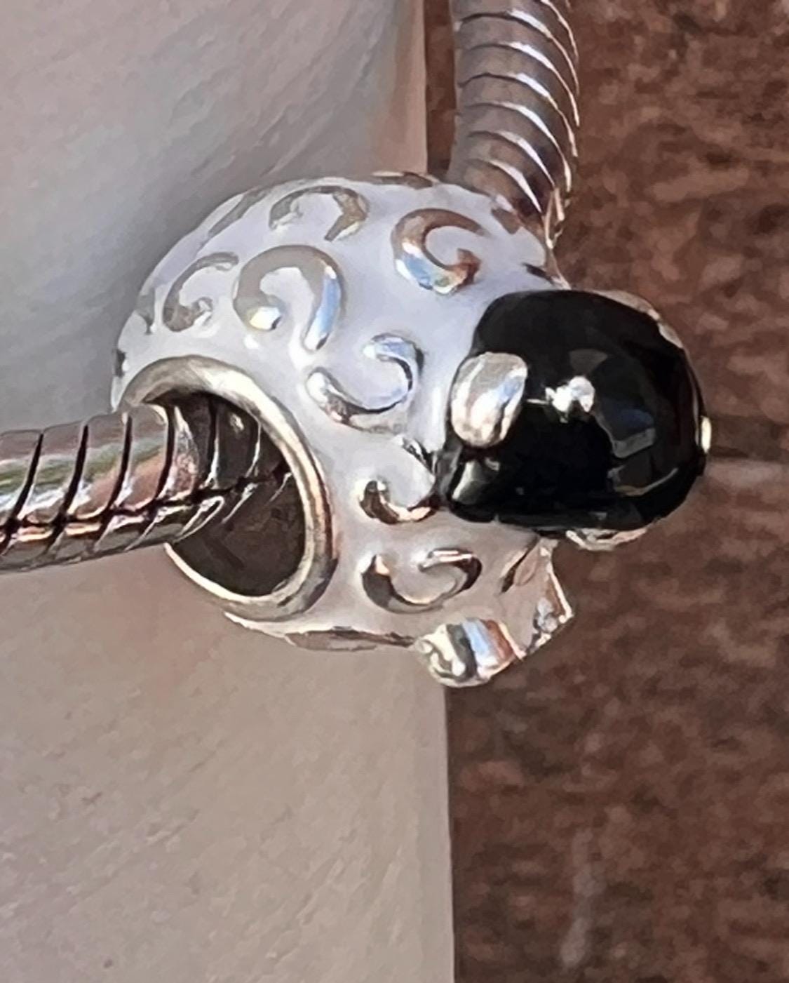 Sterling silver and enamel ,wolly Irish sheep bead .