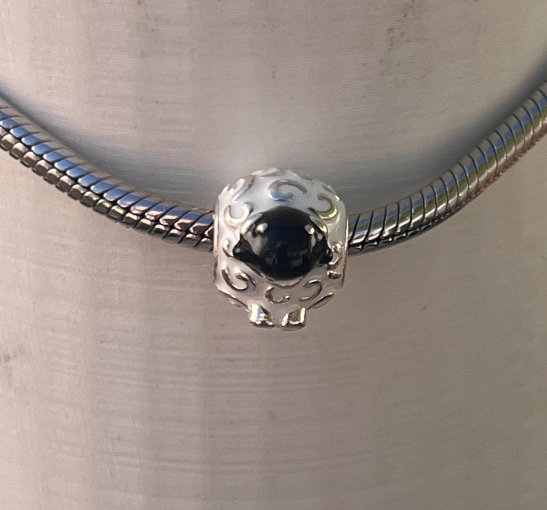 Sterling silver and enamel ,wolly Irish sheep bead .