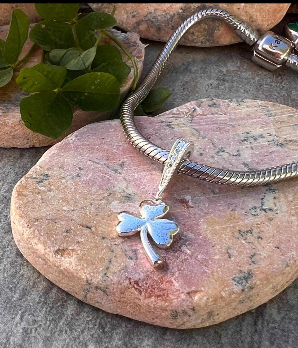 Irish Shamrock dangling charm bead .