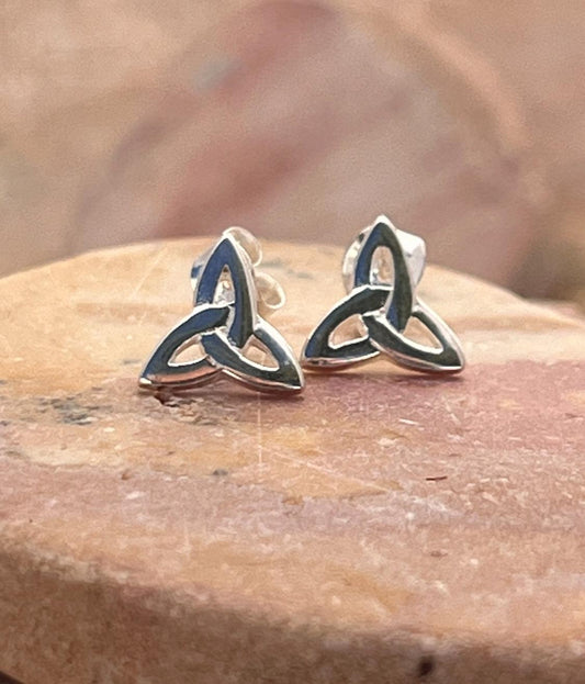 Sterling Silver Irish trinity stud earrings from Galway Ireland.