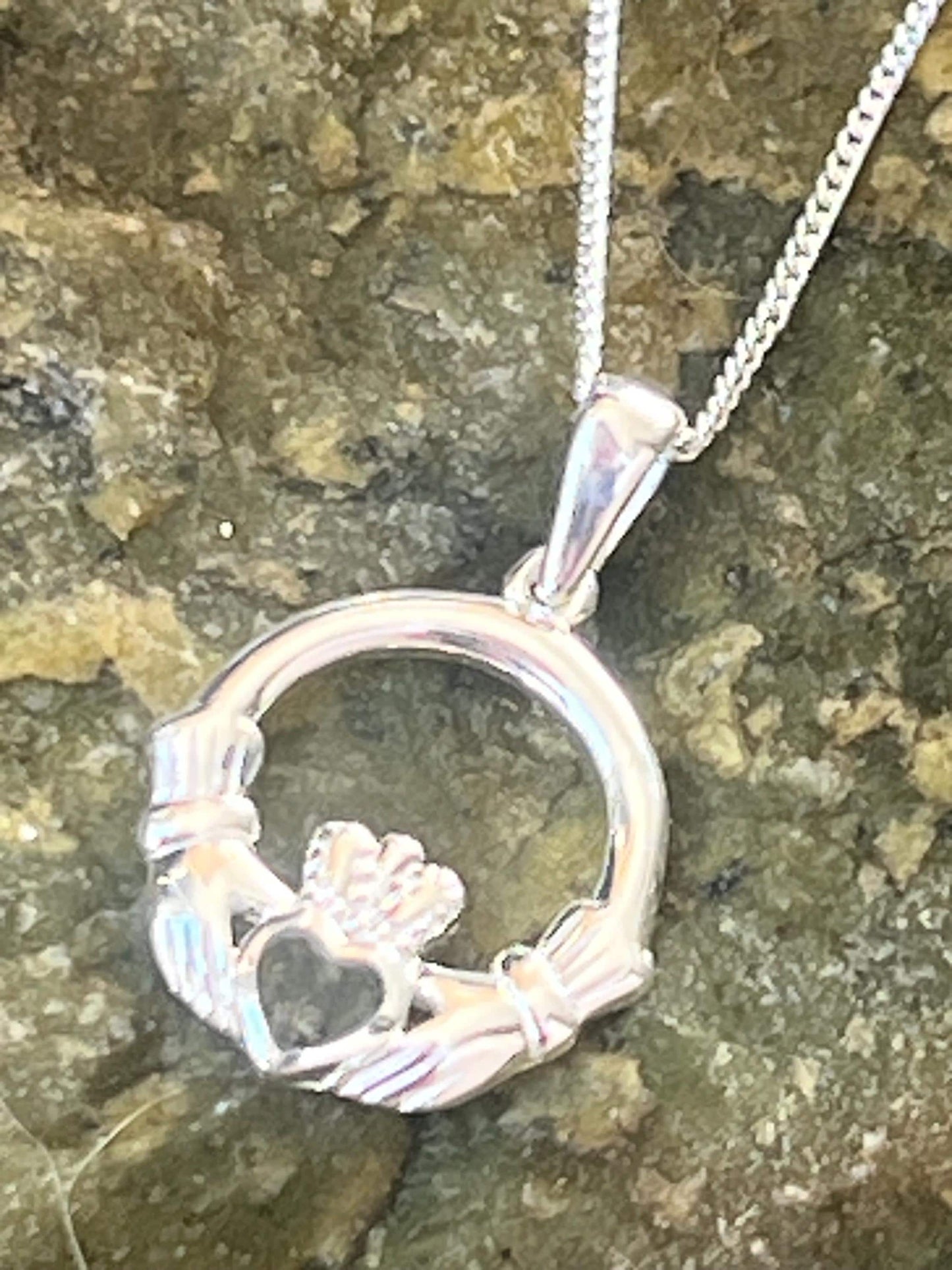 Genuine Galway Connemara Marble Sterling Silver Pendant hand made right here in Galway Ireland .