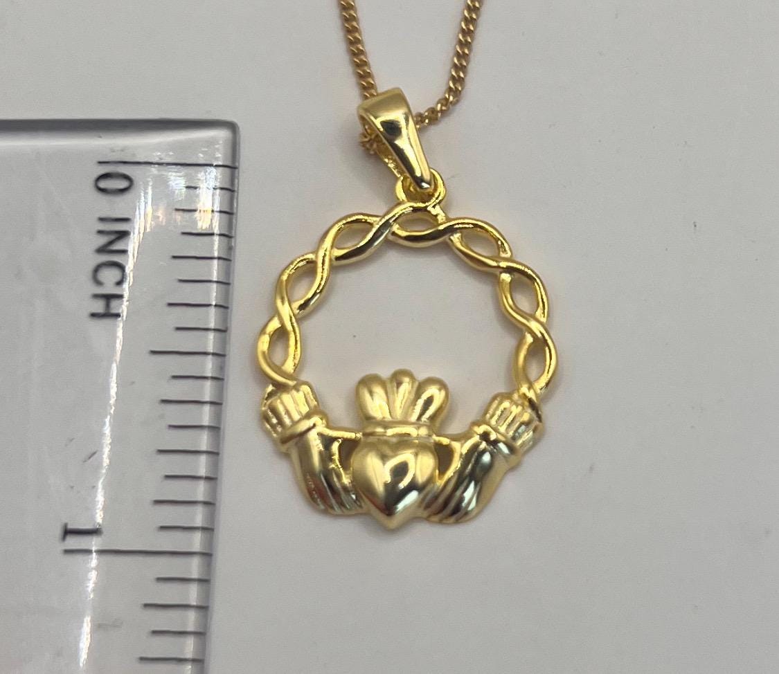 Celtic Weave 14 ct Gold  on Silver ,Claddagh Necklace