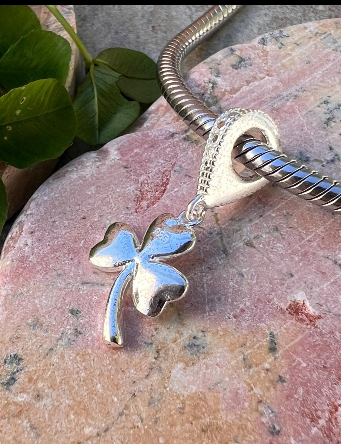 Irish Shamrock dangling charm bead .