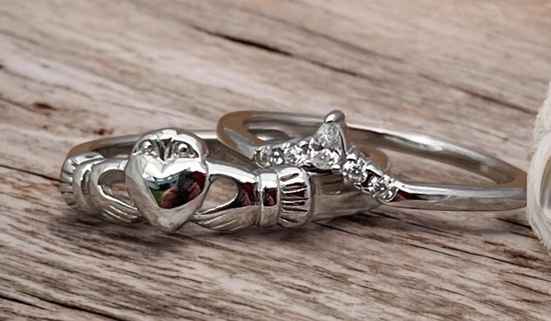 Claddagh Princess  Sterling Silver stacking ring ,made in Galway Ireland.