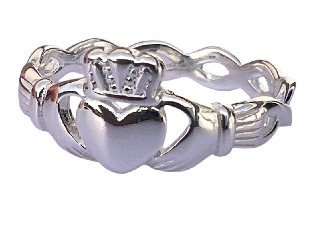 Celtic Weave Petite Silver Claddagh Ring .