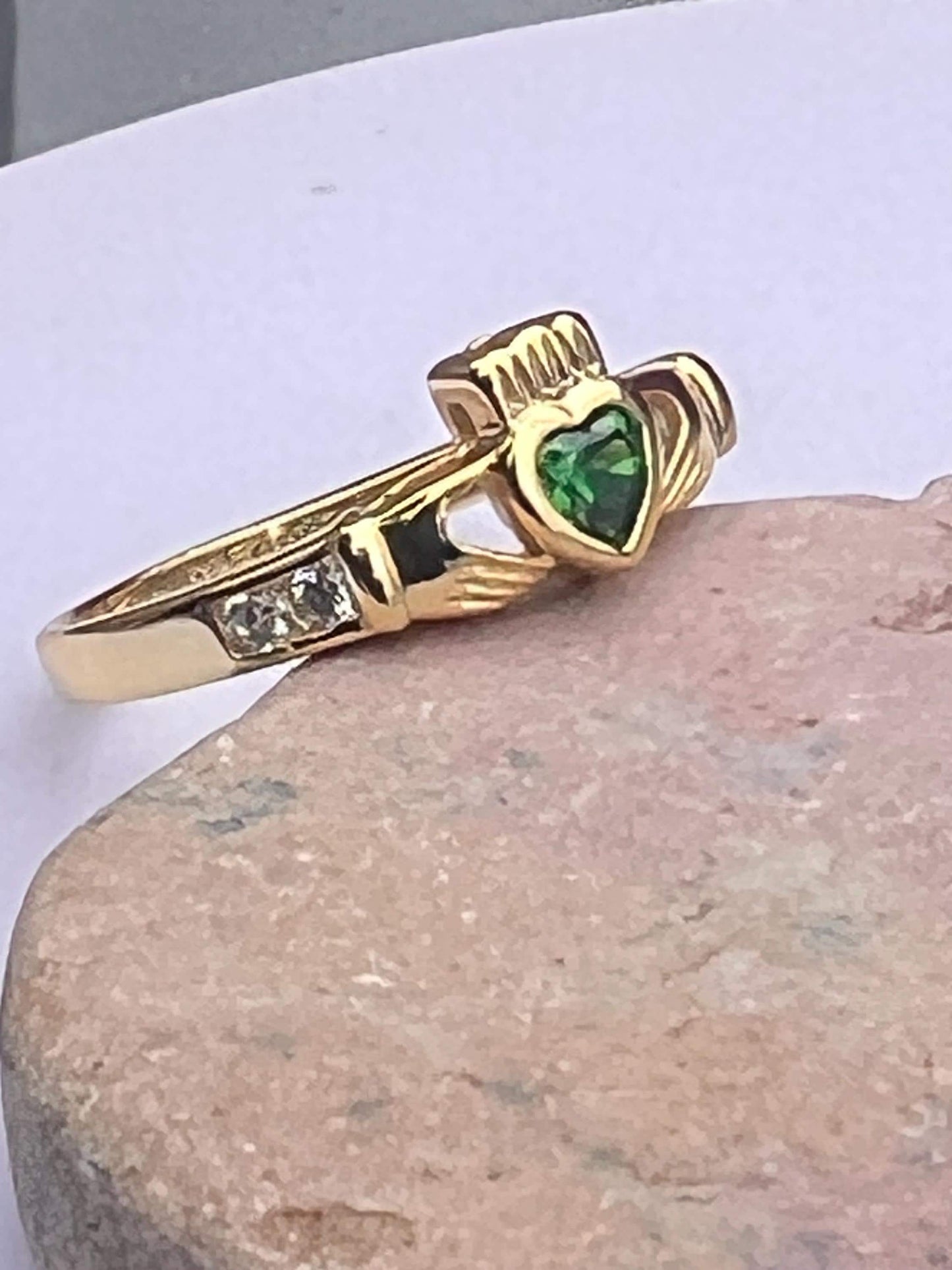 Emerald Isle Princess 14 ct on Sterling Silver Claddagh Ring