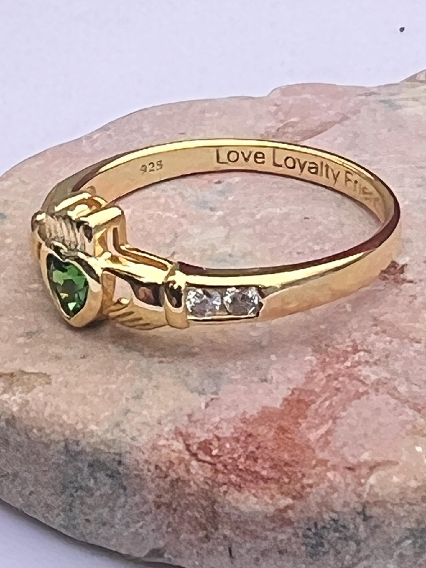 Emerald Isle Princess 14 ct on Sterling Silver Claddagh Ring