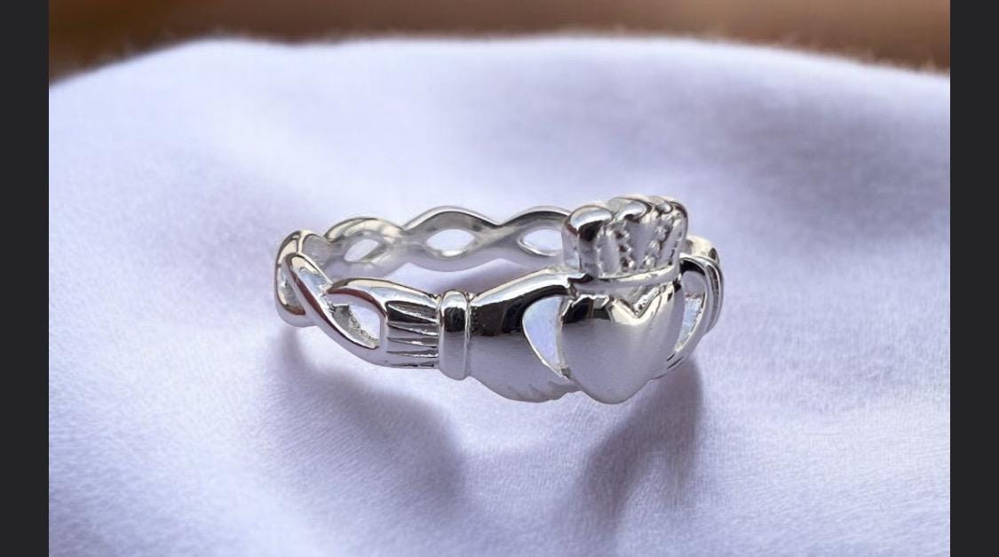 Celtic Weave Petite Silver Claddagh Ring .
