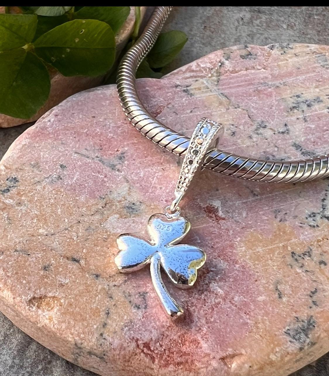 Irish Shamrock dangling charm bead .