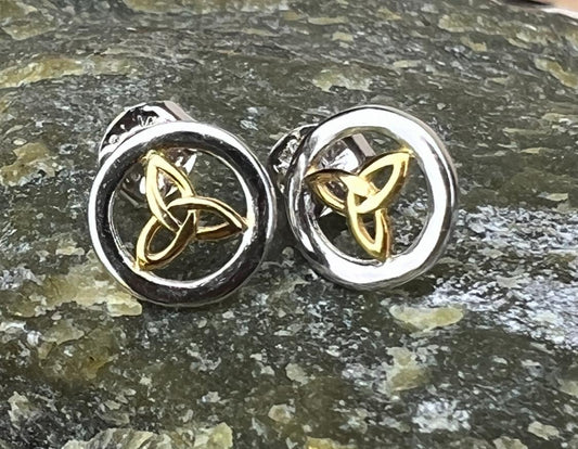 Two Tone Sterling Silver Studs Featuring 14ct Gold Coated Trinity's