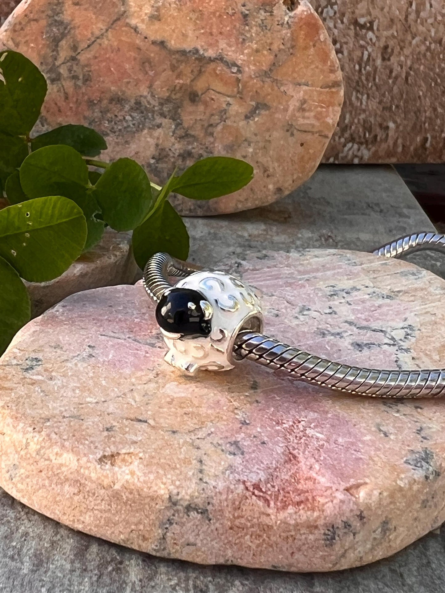 Sterling silver and enamel ,wolly Irish sheep bead .