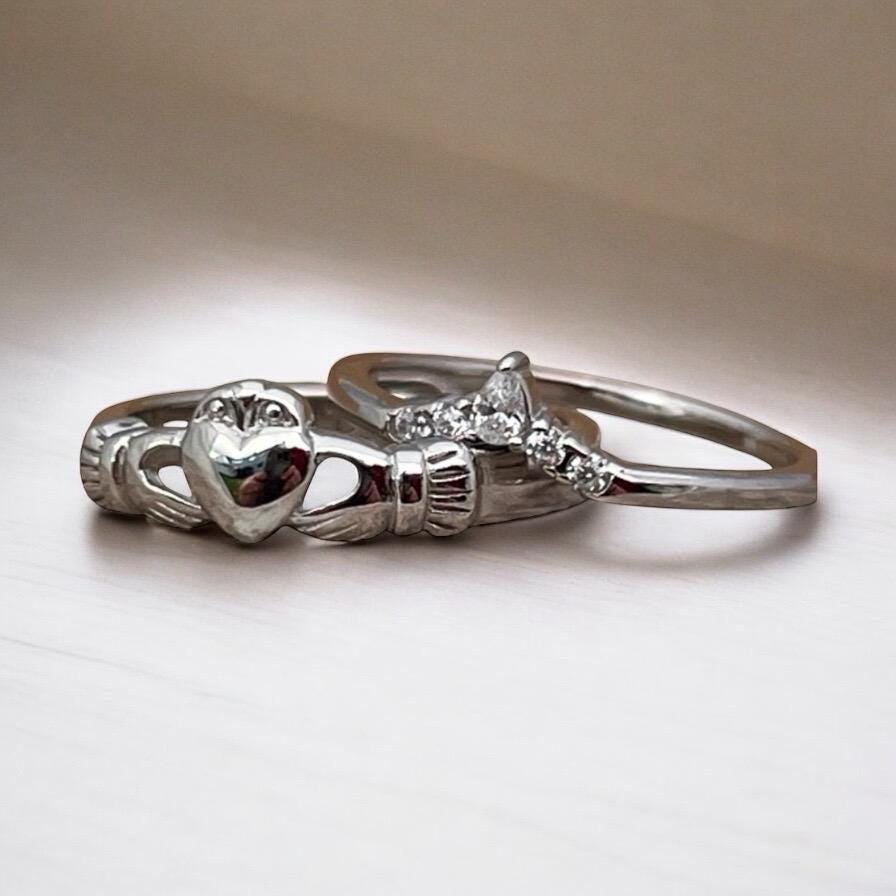Claddagh Princess  Sterling Silver stacking ring ,made in Galway Ireland.
