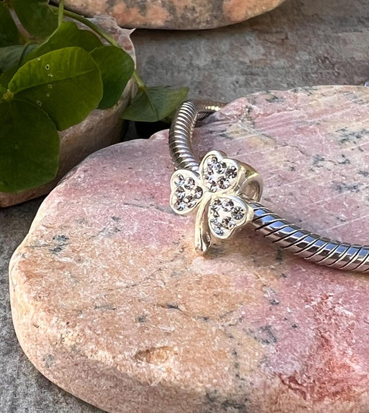 Irish shamrock charm bead .