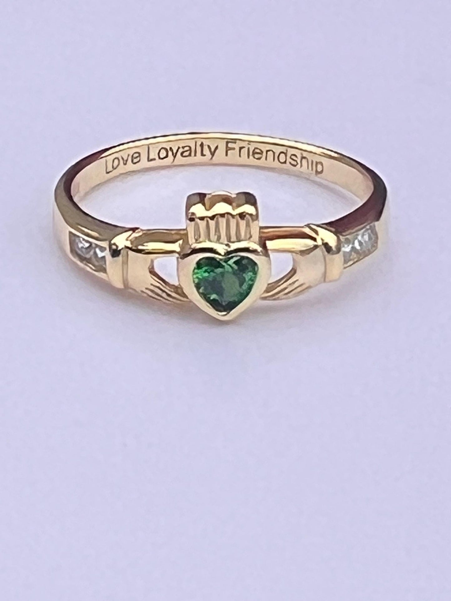 Emerald Isle Princess 14 ct on Sterling Silver Claddagh Ring