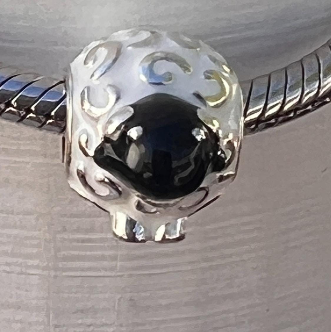 Sterling silver and enamel ,wolly Irish sheep bead .