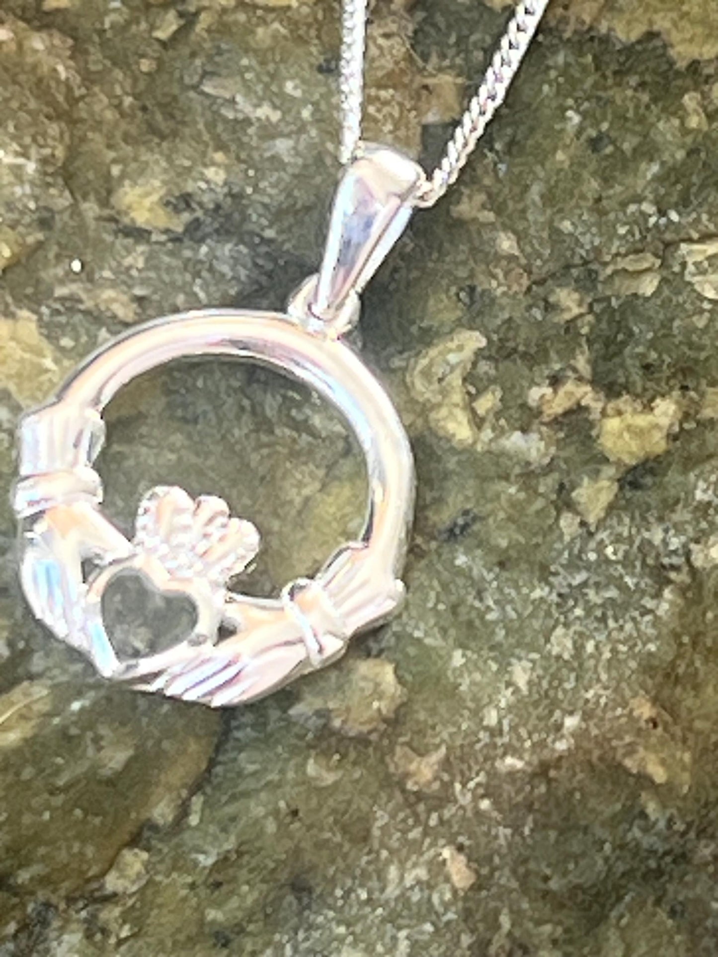 Genuine Galway Connemara Marble Sterling Silver Pendant hand made right here in Galway Ireland .