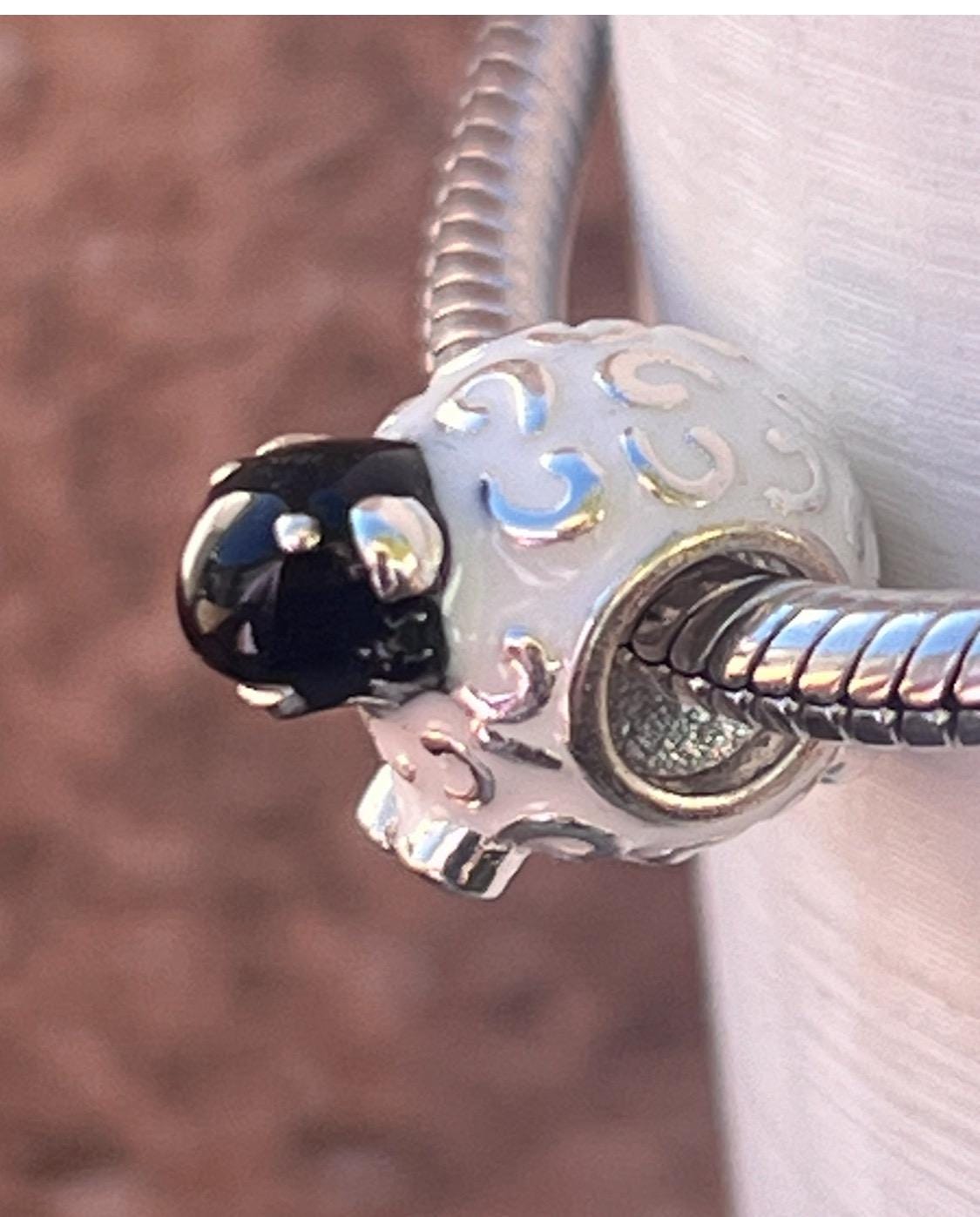 Sterling silver and enamel ,wolly Irish sheep bead .