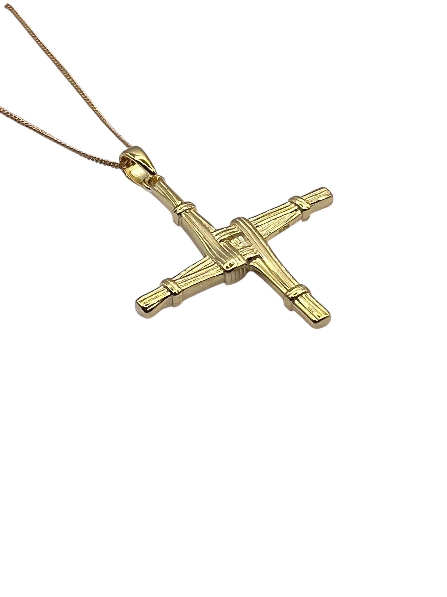 Large Saint Bridget’s Cross from Galway Ireland , made from Sterling Silver and plated with a thick 20 mil 14 ,’ct Gold .
