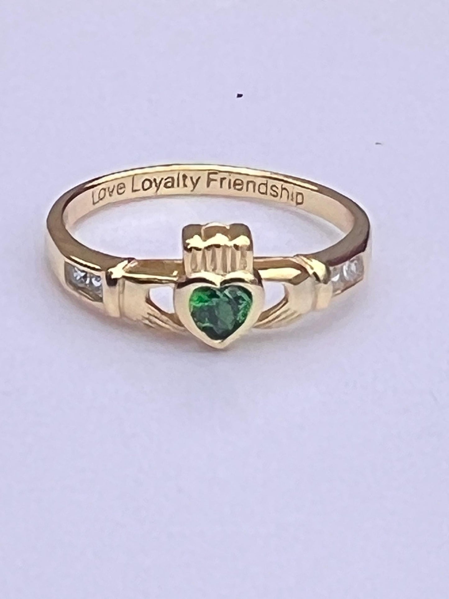 Emerald Isle Princess 14 ct on Sterling Silver Claddagh Ring