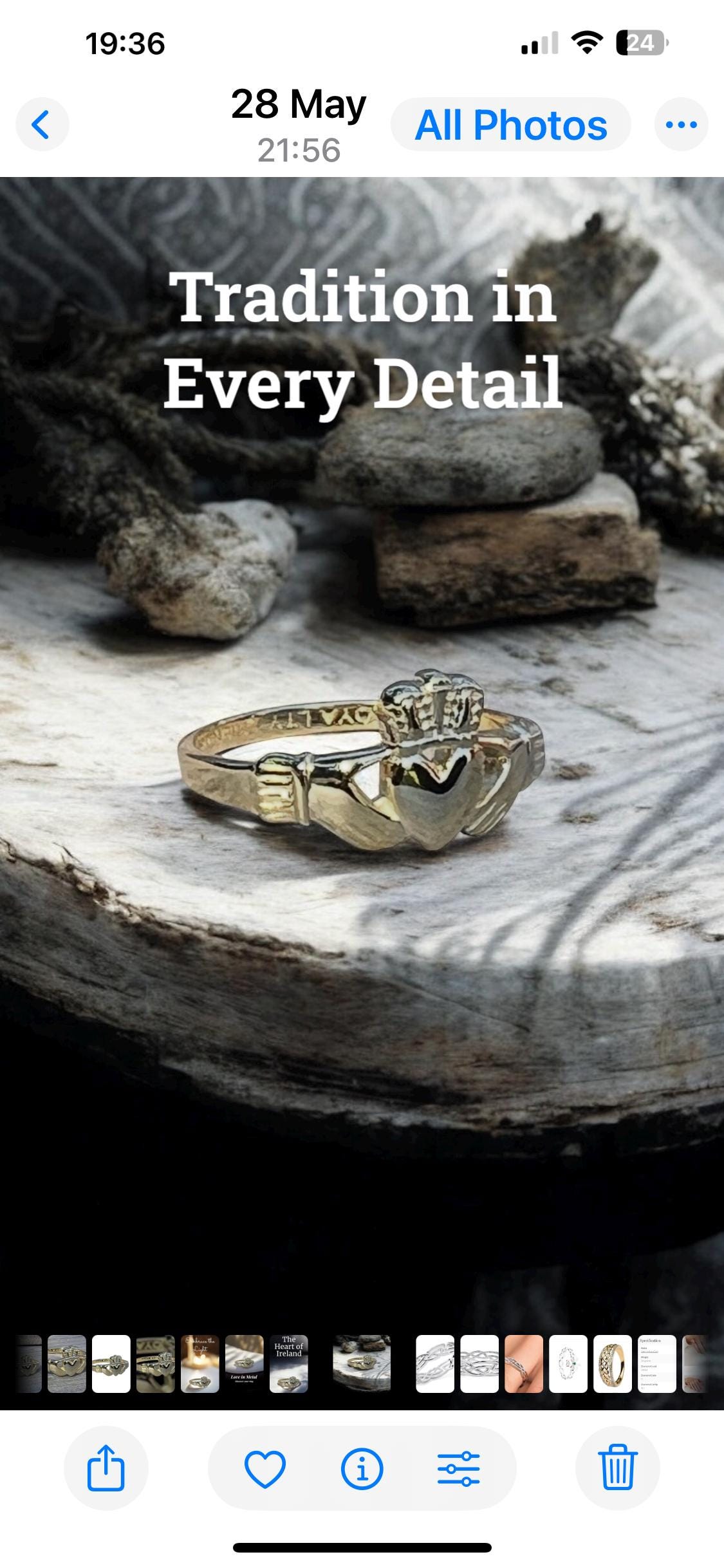 Original 14 ct Gold heavy coated Sterling Silver Claddagh Ring , with free  National and international registered post .