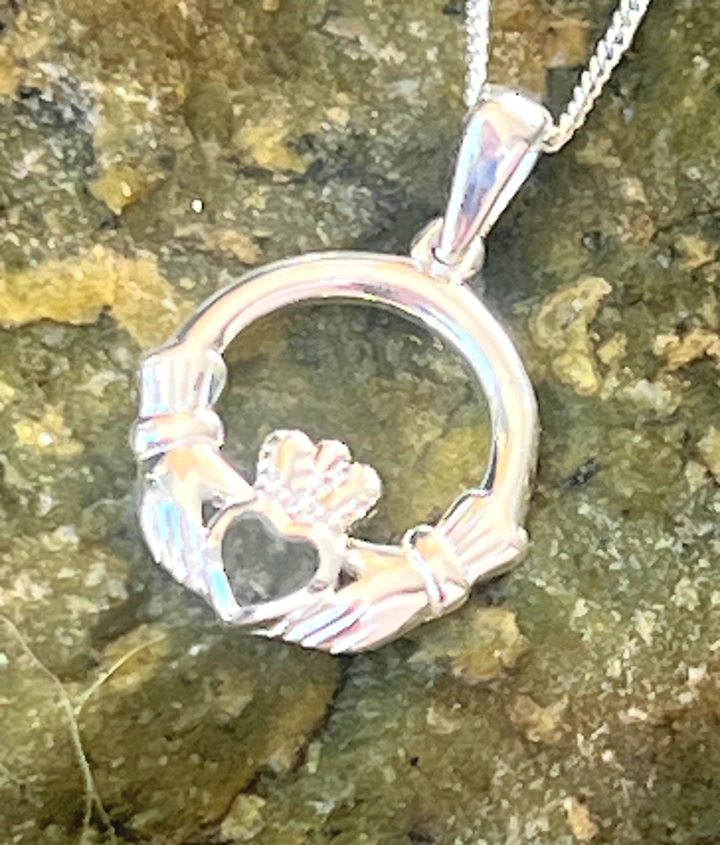 Genuine Galway Connemara Marble Sterling Silver Pendant hand made right here in Galway Ireland .