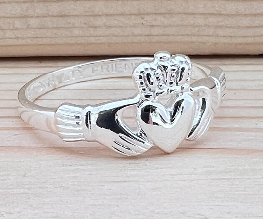 Come join our Celtic & Claddagh Community with this Original Sterling Silver Made in Galway  Claddagh Ring   Tracked shipping included .