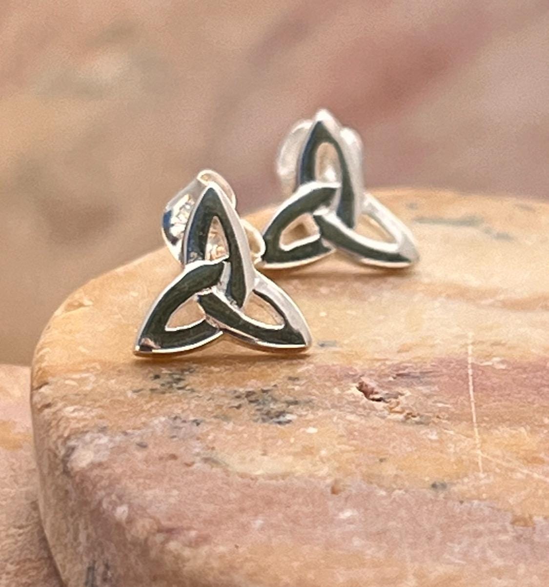 Sterling Silver Irish trinity stud earrings from Galway Ireland.