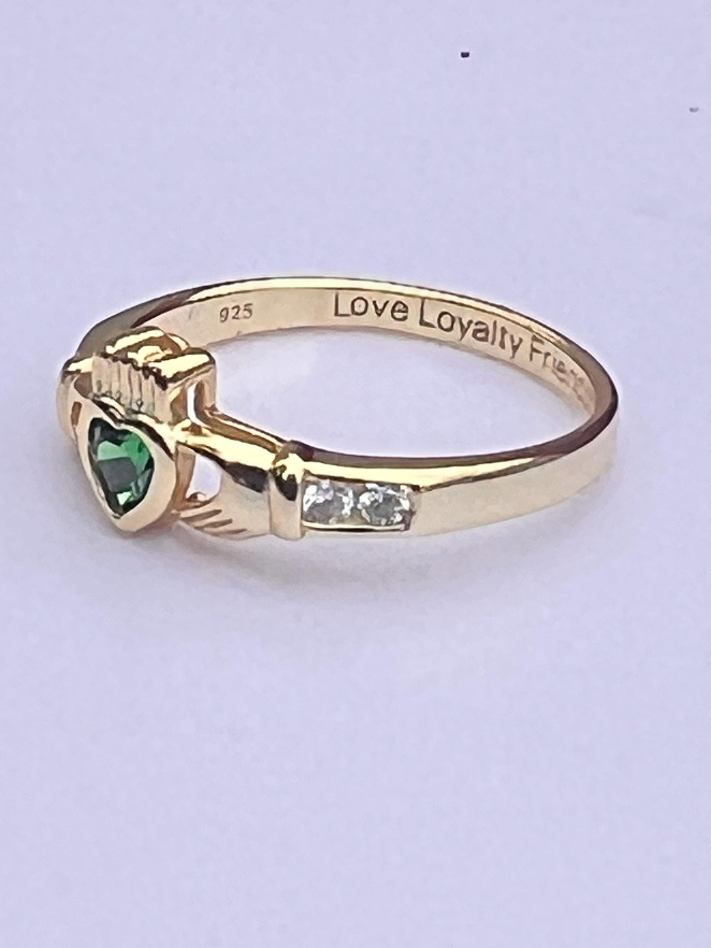 Emerald Isle Princess 14 ct on Sterling Silver Claddagh Ring