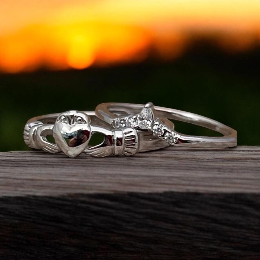 Claddagh Princess  Sterling Silver stacking ring ,made in Galway Ireland.
