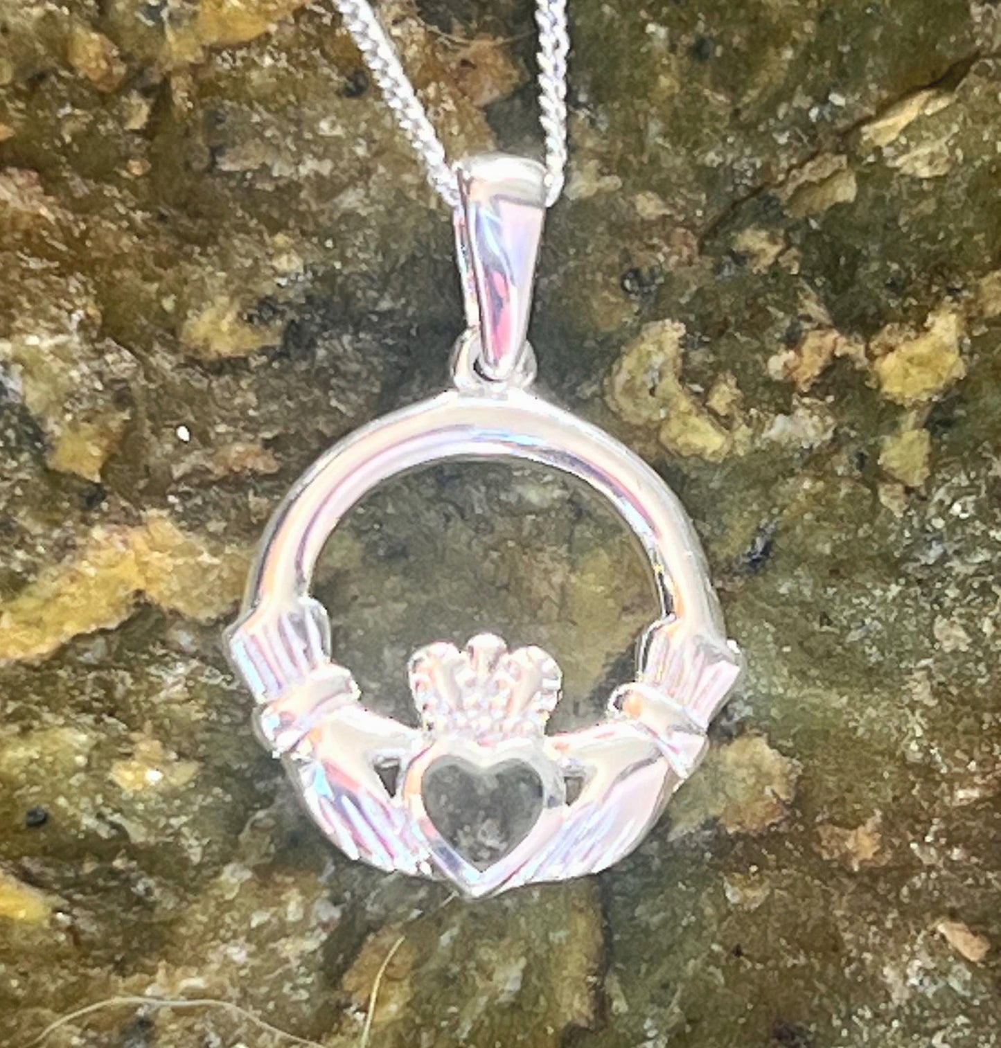 Genuine Galway Connemara Marble Sterling Silver Pendant hand made right here in Galway Ireland .
