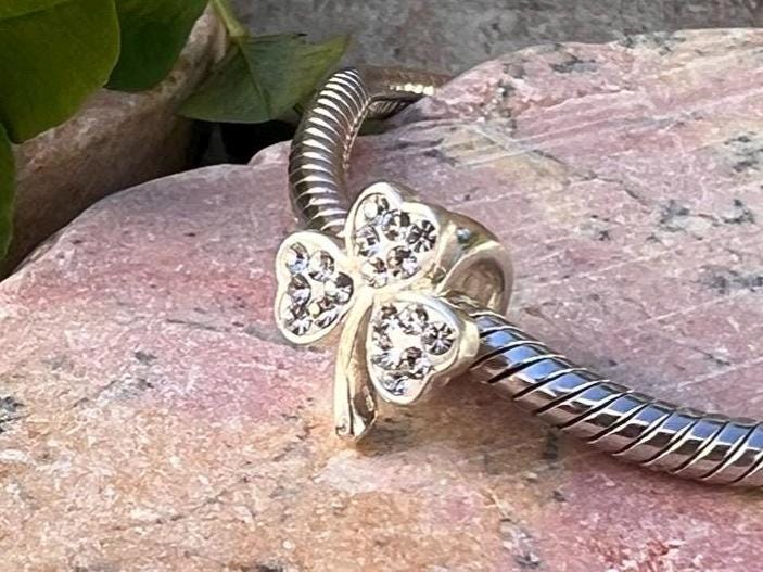Irish shamrock charm bead .