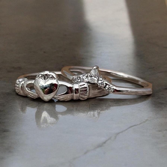 Claddagh Princess  Sterling Silver stacking ring ,made in Galway Ireland.